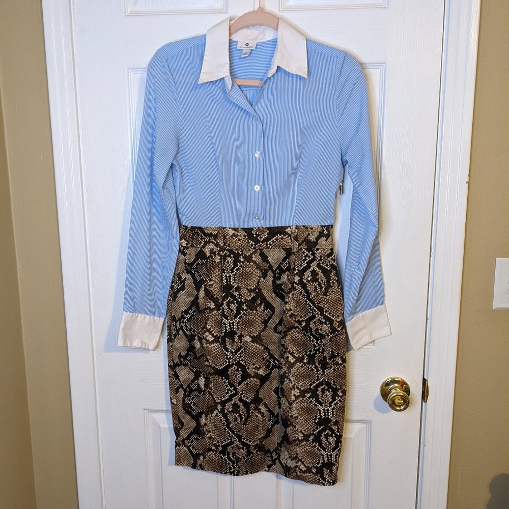 Altuzarra Target Blue & White Stripe Snakeskin Pencil Skirt Dress - size 2